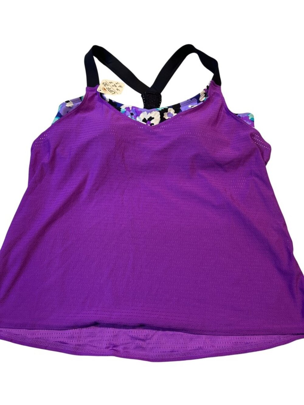 ZeroXPosur Womens XS Purple Tank Top Cross Straps Activewear UPF 30+